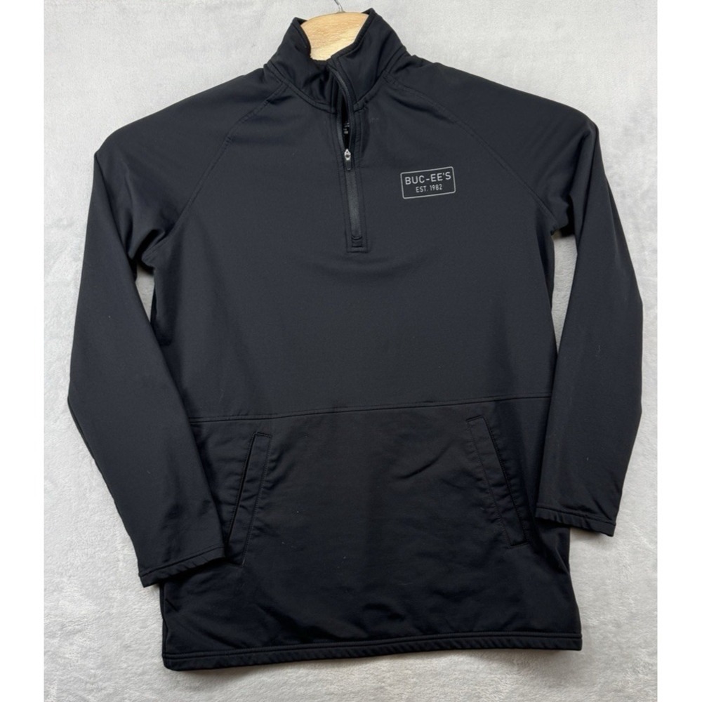 Buc-ees 1/4 Zip Pullover Shirt Lightweight Peformance Black Men's Size S - Picture 1 of 5
